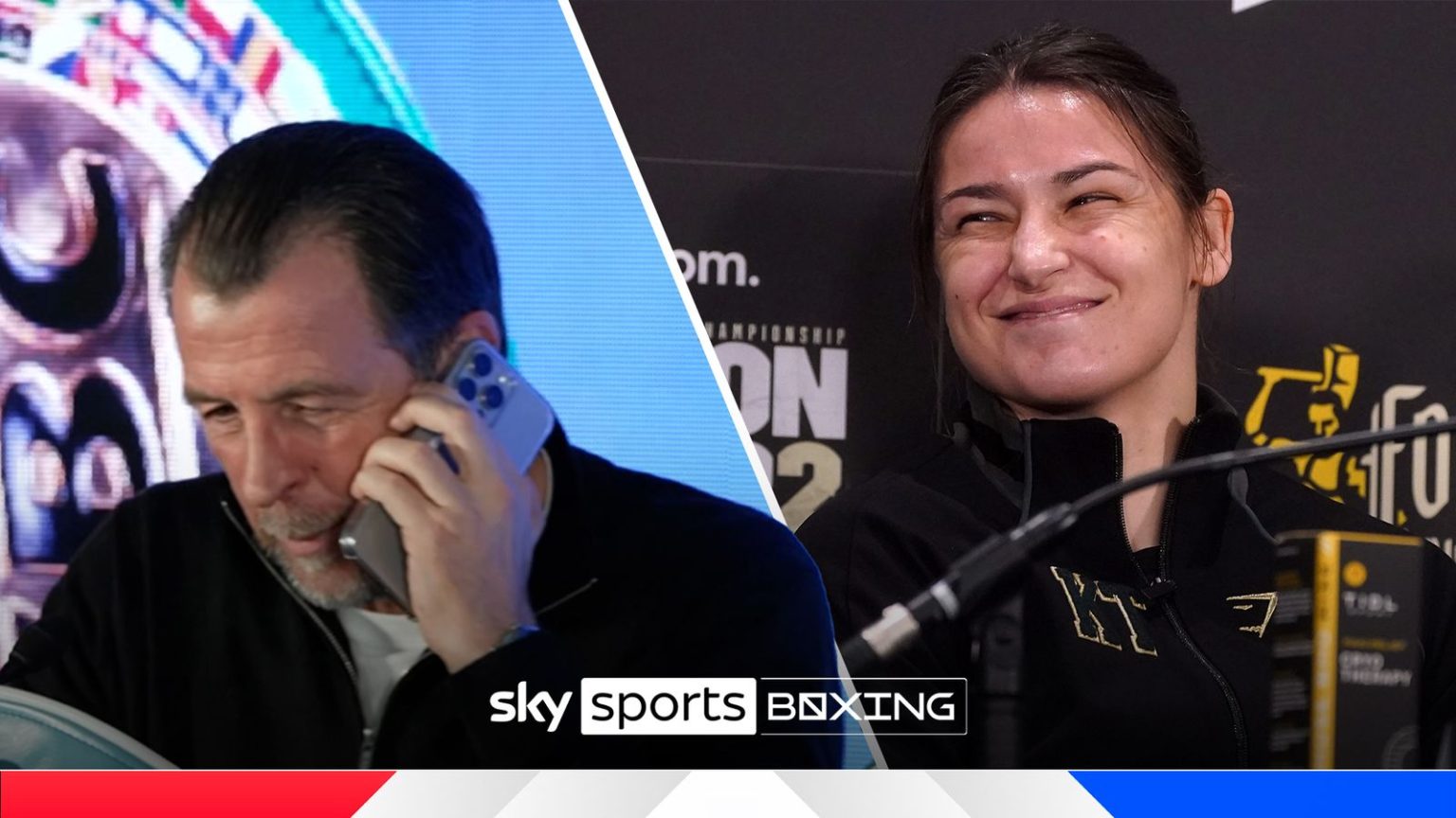 Pelatih Jonas TROLLS Katie Taylor saat dering telepon menyela presser