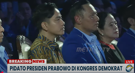 Ahy, Puan dan Gibran duduk bersebelahan di Kongres Partai Demokrat, Prabowo sekarang bersaing nanti