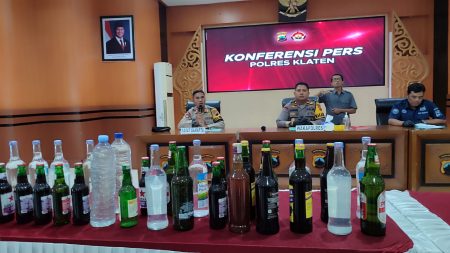 Operasi terkonsentrasi, kantor polisi Klaten mengamankan 783 botol alkohol dan 210 liter CIU